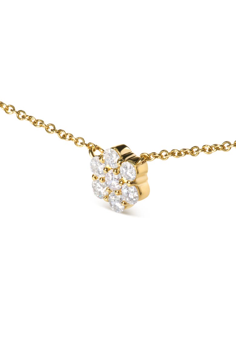 14K Yellow Gold 2.00 Cttw Diamond  Cluster 18" Station Necklace, Alternate, color, Yellow Gold