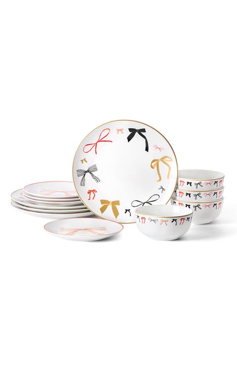Rosie Porcelain 12-Piece Dinnerware Set