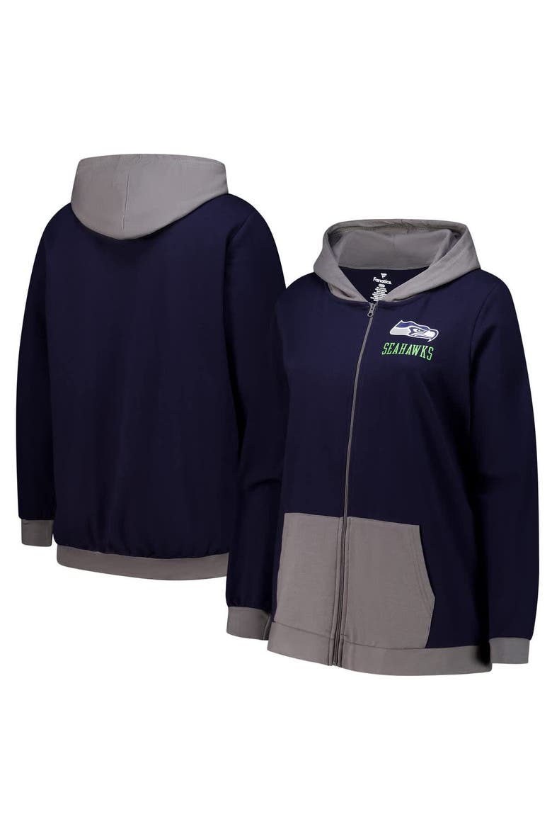 Women's Fanatics  College Navy Seattle Seahawks Hit It Full-Zip Hoodie, Main, color, College Navy