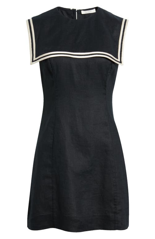 Shop Doen Dôen Monroe Linen Minidress In Black