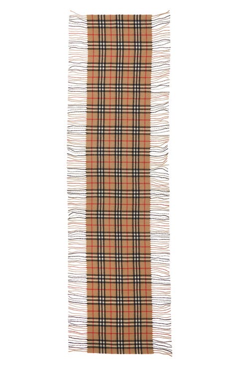 Check Fringed Cashmere Scarf
