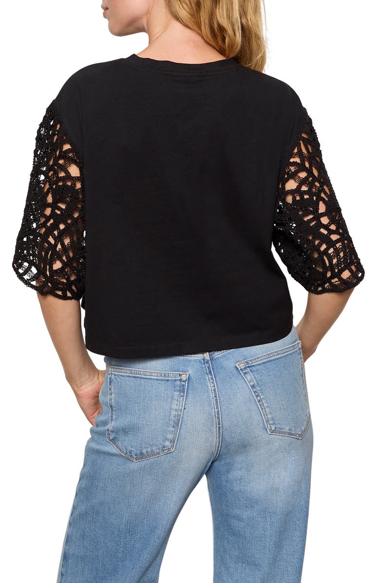 Sanctuary Belle Lace Sleeve Organic Cotton T-Shirt, Alternate, color, 