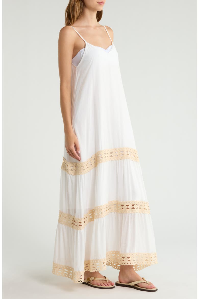 Tiered Maxi Cover-Up Dress, Alternate, color, WHITE/ NAT