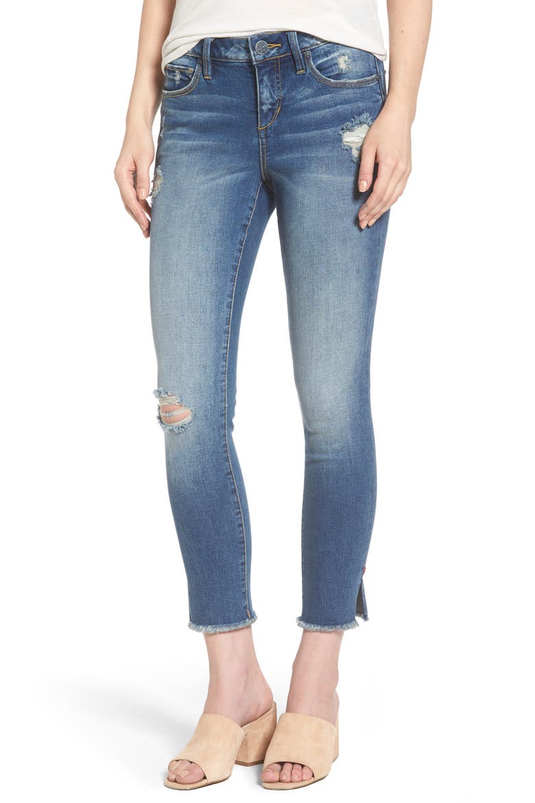 Frayed Hem Ripped Ankle Jeans, Main, color, CARALYN