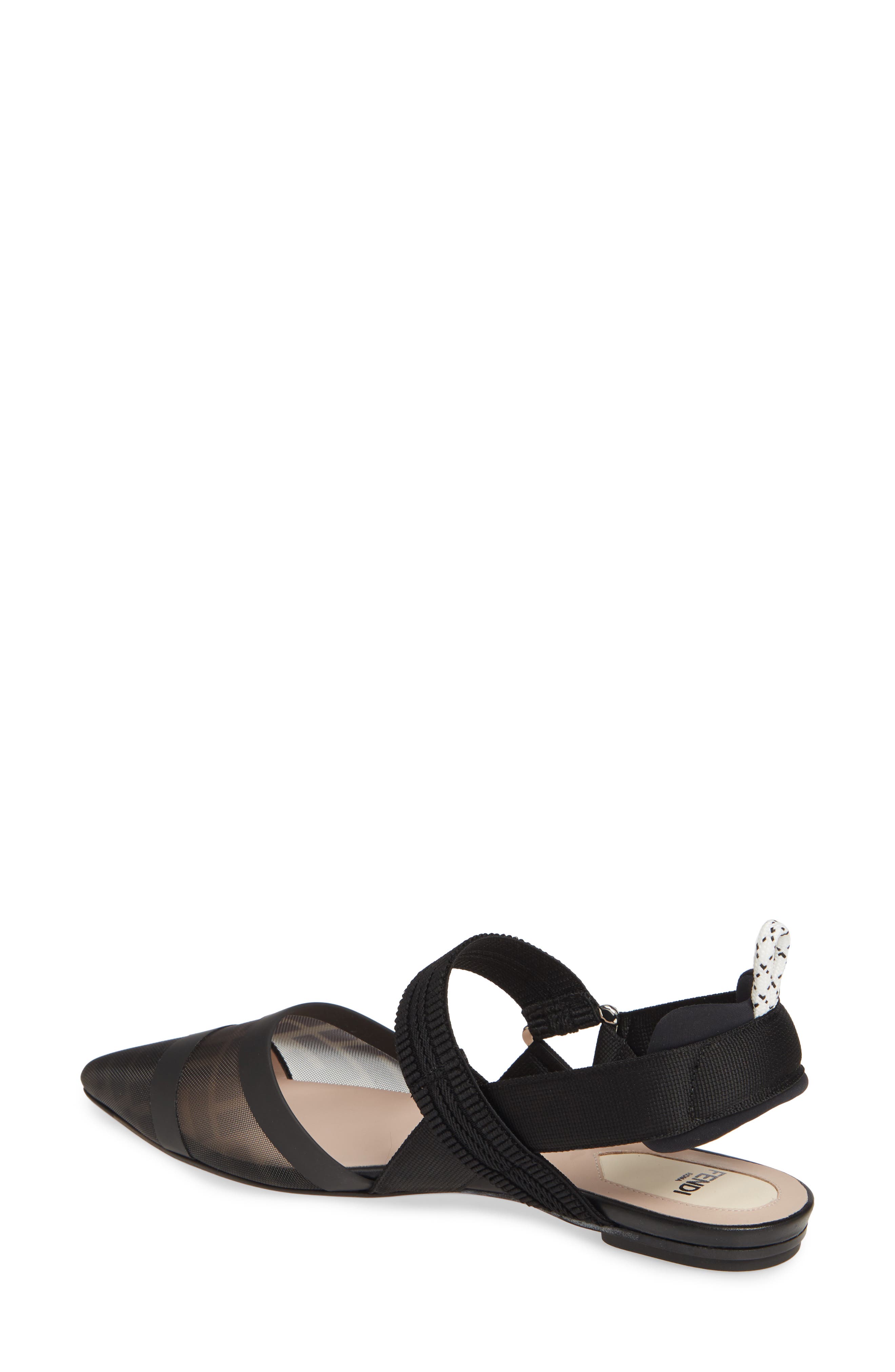 Fendi Colibri Mesh Pointed Toe Slingback Flat, Alternate, color, 