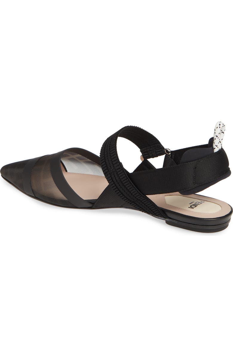 Fendi Colibri Mesh Pointed Toe Slingback Flat, Alternate, color,