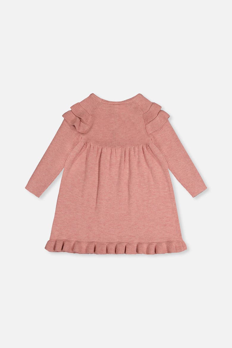 Knitted Ruffled Shoulder Floral Detail Dress, Alternate, color, Pink