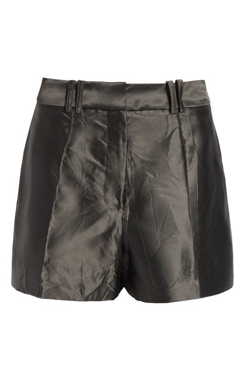Shop Grace Ling Crinkled Satin Shorts In Grey