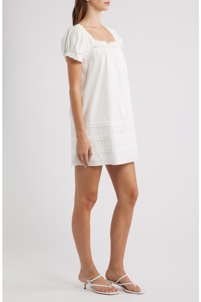 Joliette Eyelet Trim Puff Sleeve Minidress, Alternate, color, WHITE