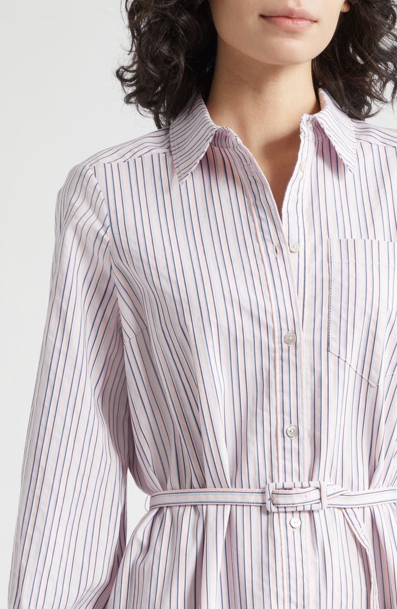 Cinq à Sept Tirza Sophie Stripe Long Sleeve Belted Shirtdress, Alternate, color, Strawberry Cream/ Blue
