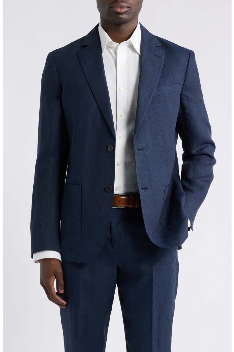 Henrik Trim Fit Solid Italian Linen Suit Separate Jacket, Main, color, NAVY NIGHT