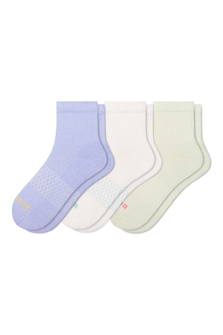 Assorted 3-Pack Quarter Crew Socks, Main, color, LAVENDER BLUE MIX