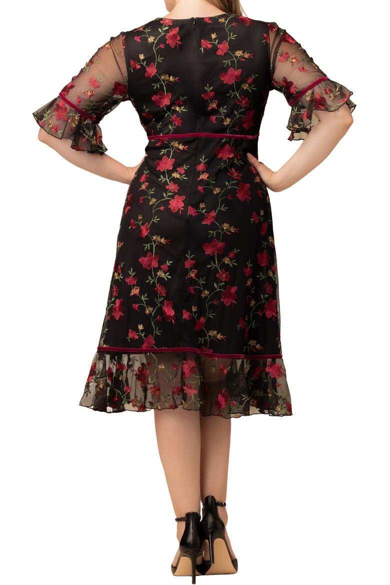 Wildflower Embroidered Dress, Alternate, color, BLACK/ RED FLORAL