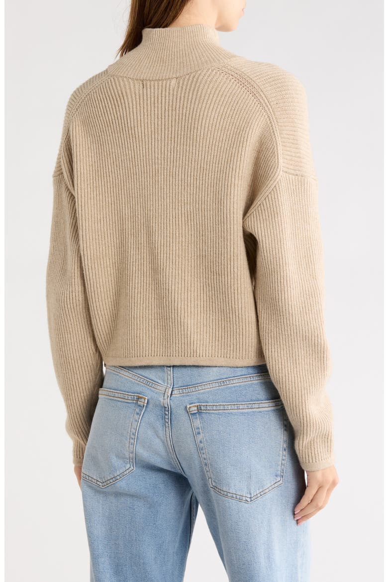 Full Zip Ribbed Sweater, Alternate, color, MUSHROOM