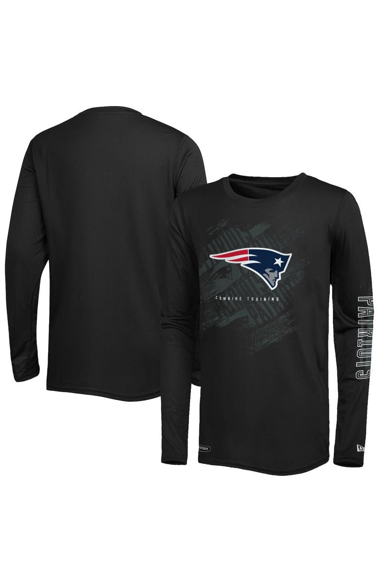 New Era Men's New Era Black New England Patriots Combine Authentic Action Long Sleeve T-Shirt, Alternate, color, 