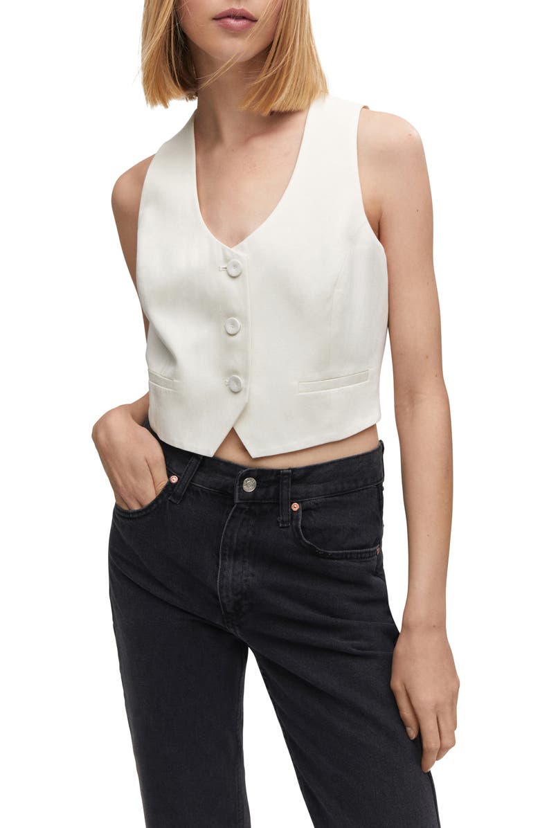 MANGO Crop Vest, Main, color, White
