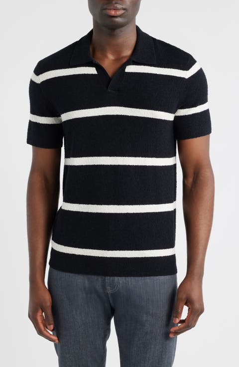 Johnny Collar Short Sleeve Bouclé Sweater Polo