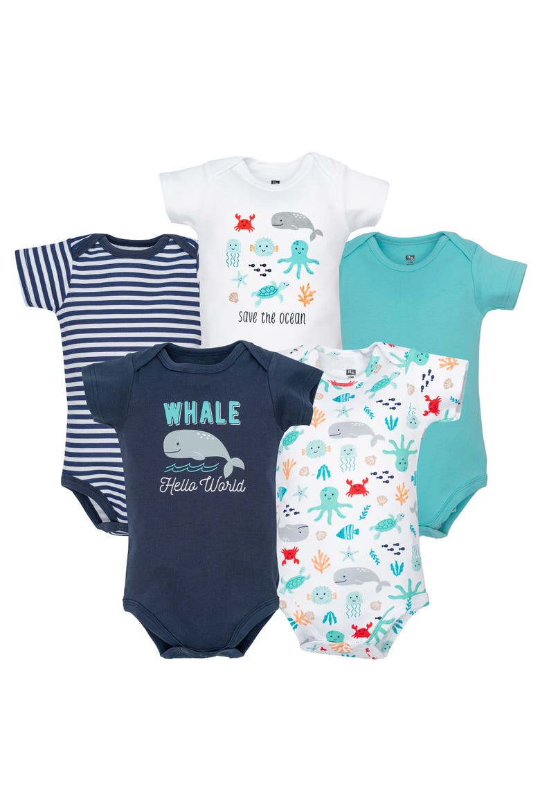 Comfortable Cotton Bodysuits 5Pk, Main, color, Sea Characters