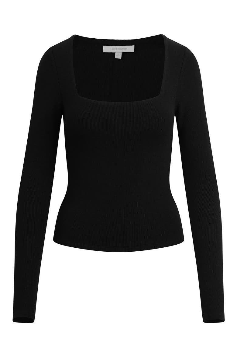 The Harvey Fitted Square Neck Rib Sweater, Alternate, color, BLACK