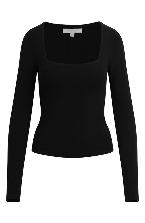 Favorite Daughter The Harvey Fitted Square Neck Rib Sweater In Black