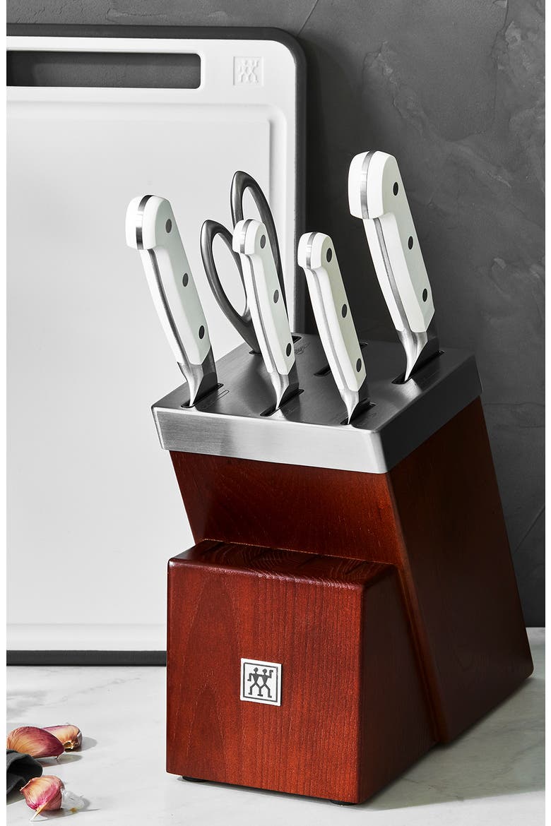 Pro Le Blanc 7-Piece Self-Sharpening Knife Block & Cutting Board Set, Alternate, color, SILVER