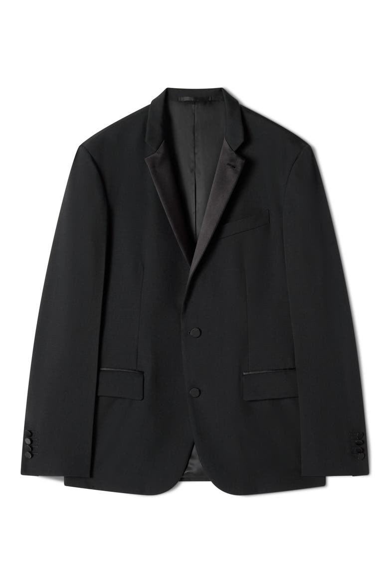 Black Wool Jacket With Stand-Up Collar, Alternate, color, Black