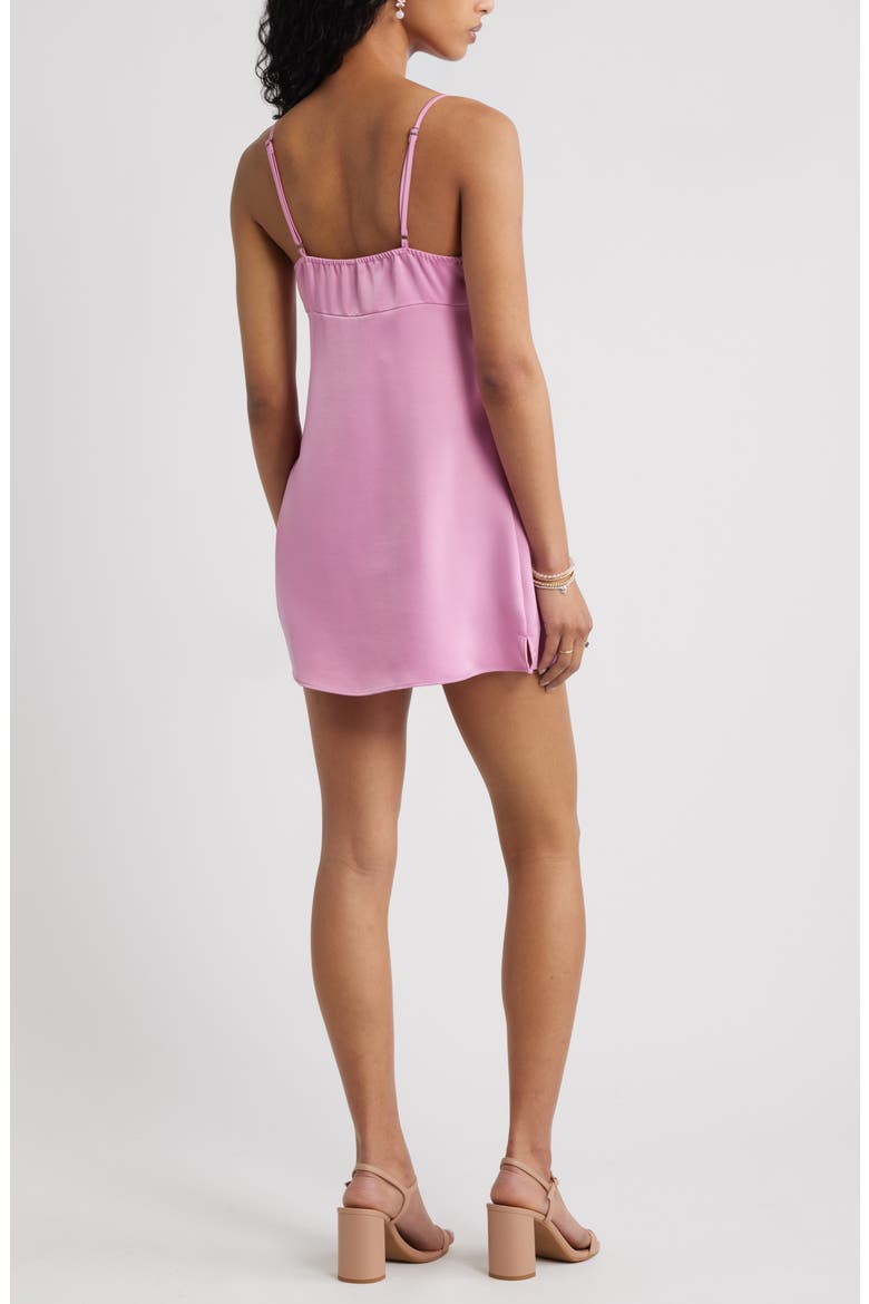 Twist Front Satin Minidress, Alternate, color, PINK MOONLITE