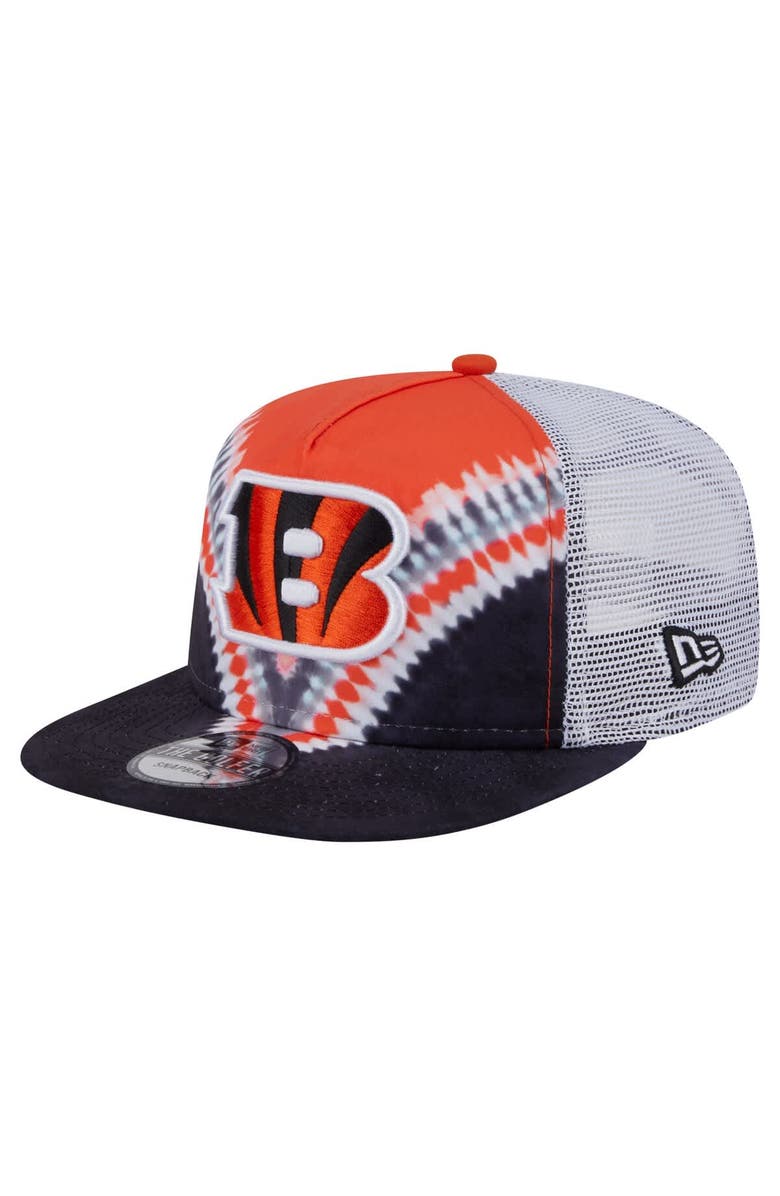 New Era Men's New Era Orange/Black Cincinnati Bengals Throwback Dye Golfer Snapback Hat, Main, color, Orange