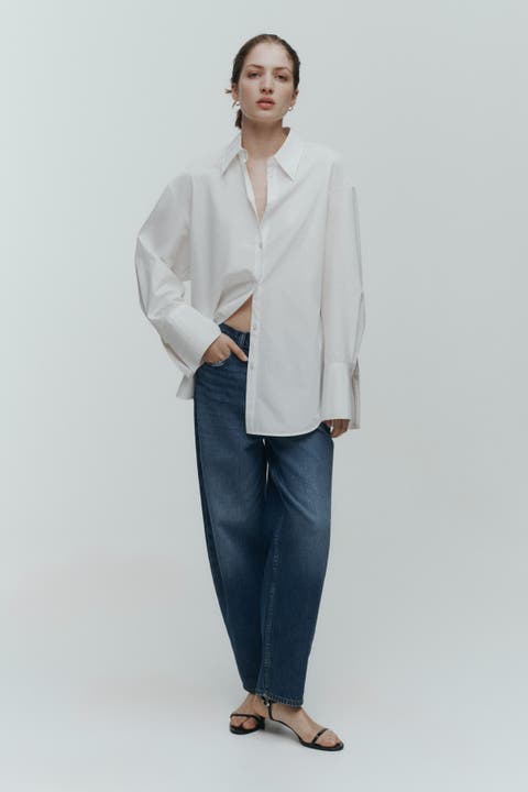 High-waist Barrel-leg Ankle Jeans