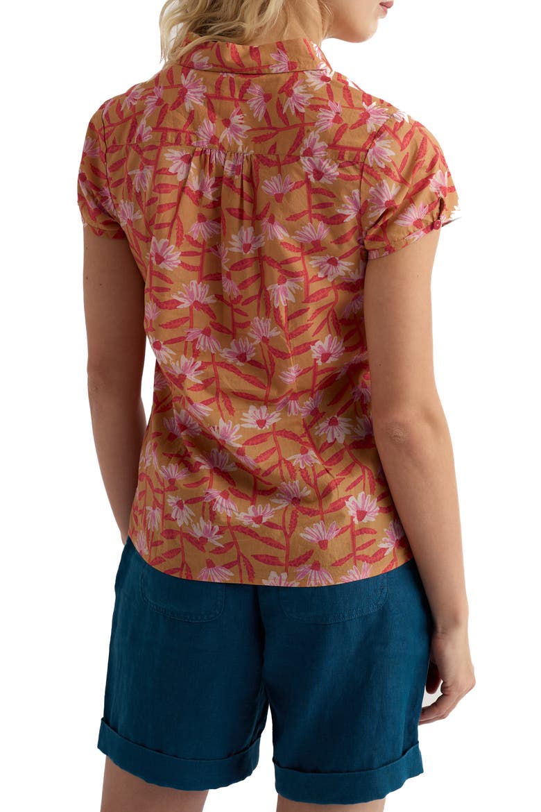 Rushmaker Floral Organic Cotton Voile Button-Up Shirt, Alternate, color, ECHINACEA STEMS DARK SIENNA