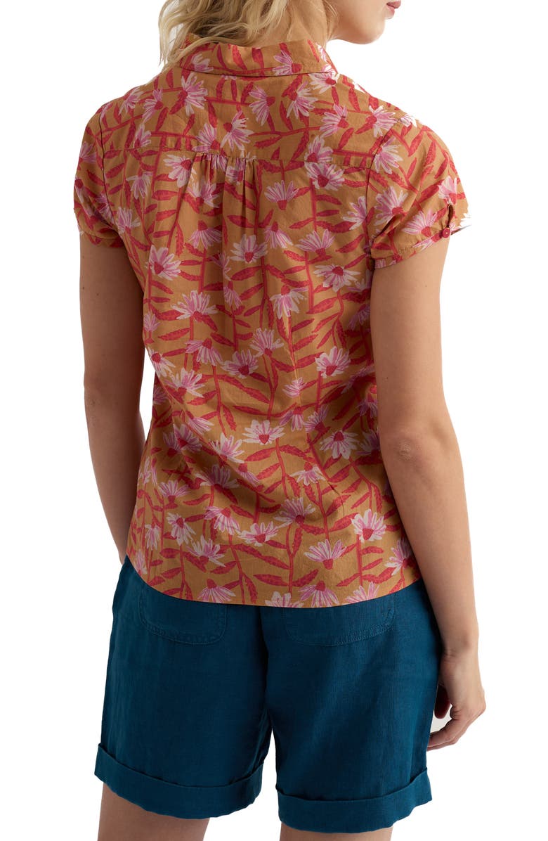 Seasalt Cornwall Rushmaker Floral Organic Cotton Voile Button-Up Shirt, Alternate, color, Echinacea Stems Dark Sienna