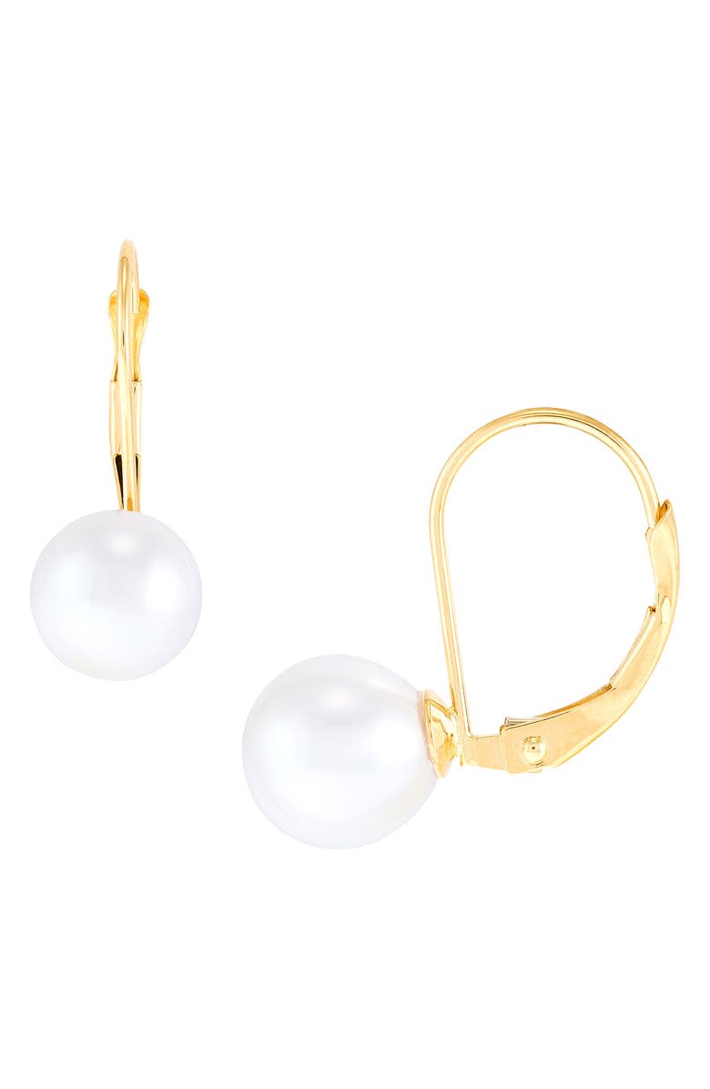 Frankie & Zoe 14K Yellow Gold Cultured Pearl Lever Back Earrings, Alternate, color, Yellow Gold