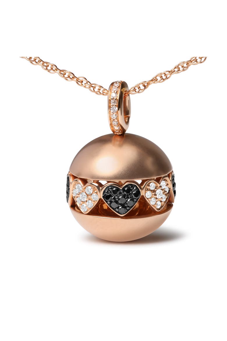 18K Gold 3/8 Cttw Diamond Ball with Filigree Heart & Cluster Pendant Necklace, Alternate, color, Pink