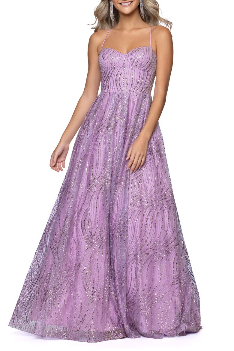 Glitter Mesh Gown, Alternate, color, LAVENDER