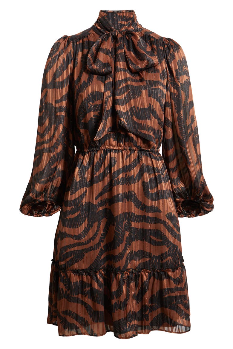 Metallic Blouson Dress, Alternate, color, CHOCOLATE BLACK