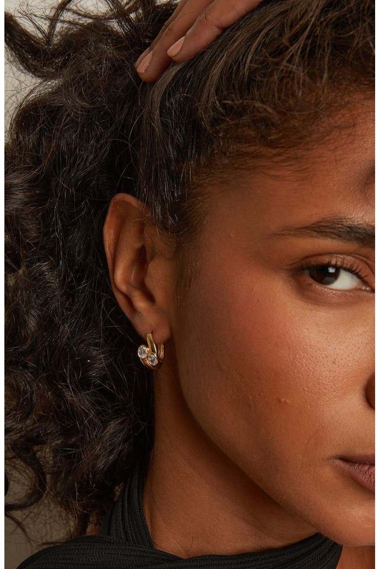 Lab Grown White Sapphire Ellipse Earrings, Alternate, color, Yellow Gold Vermeil