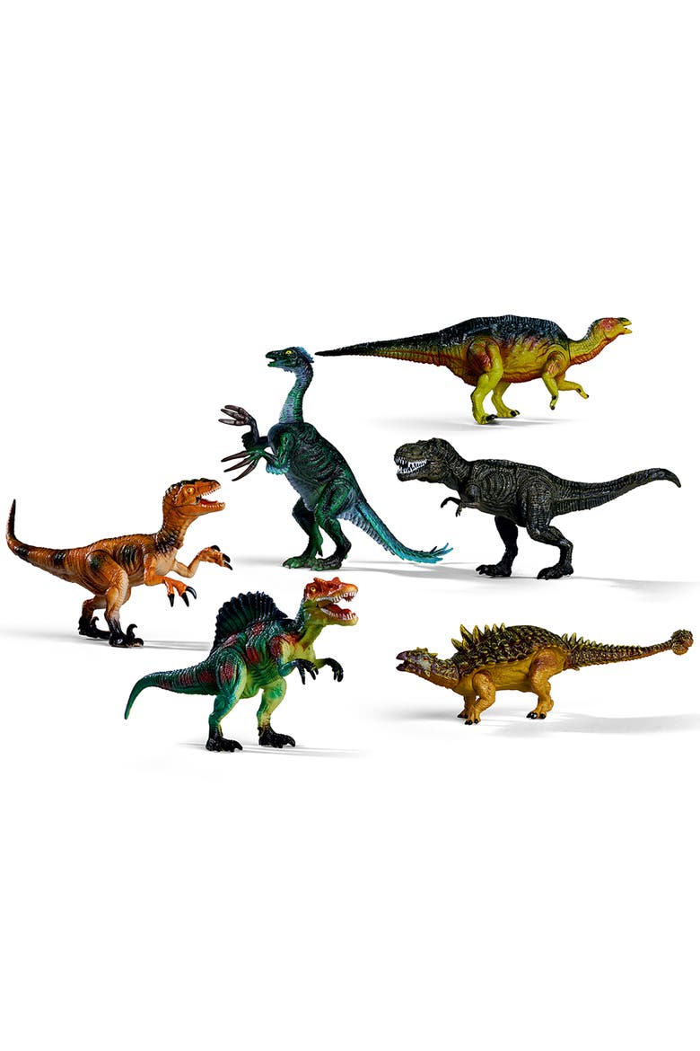 Dino Set 6 Large Dinosaur Figures Realistic Toy Miniatures Kids 3+, Main, color, Multicolored