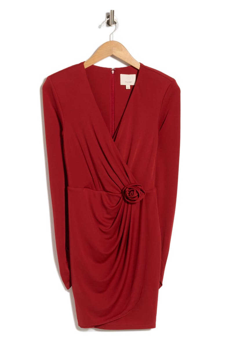 Saba Wrap Front Long Sleeve Minidress, Main, color, BORDEAUX