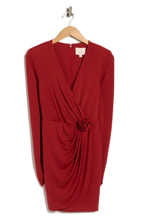 Saba Wrap Front Long Sleeve Minidress