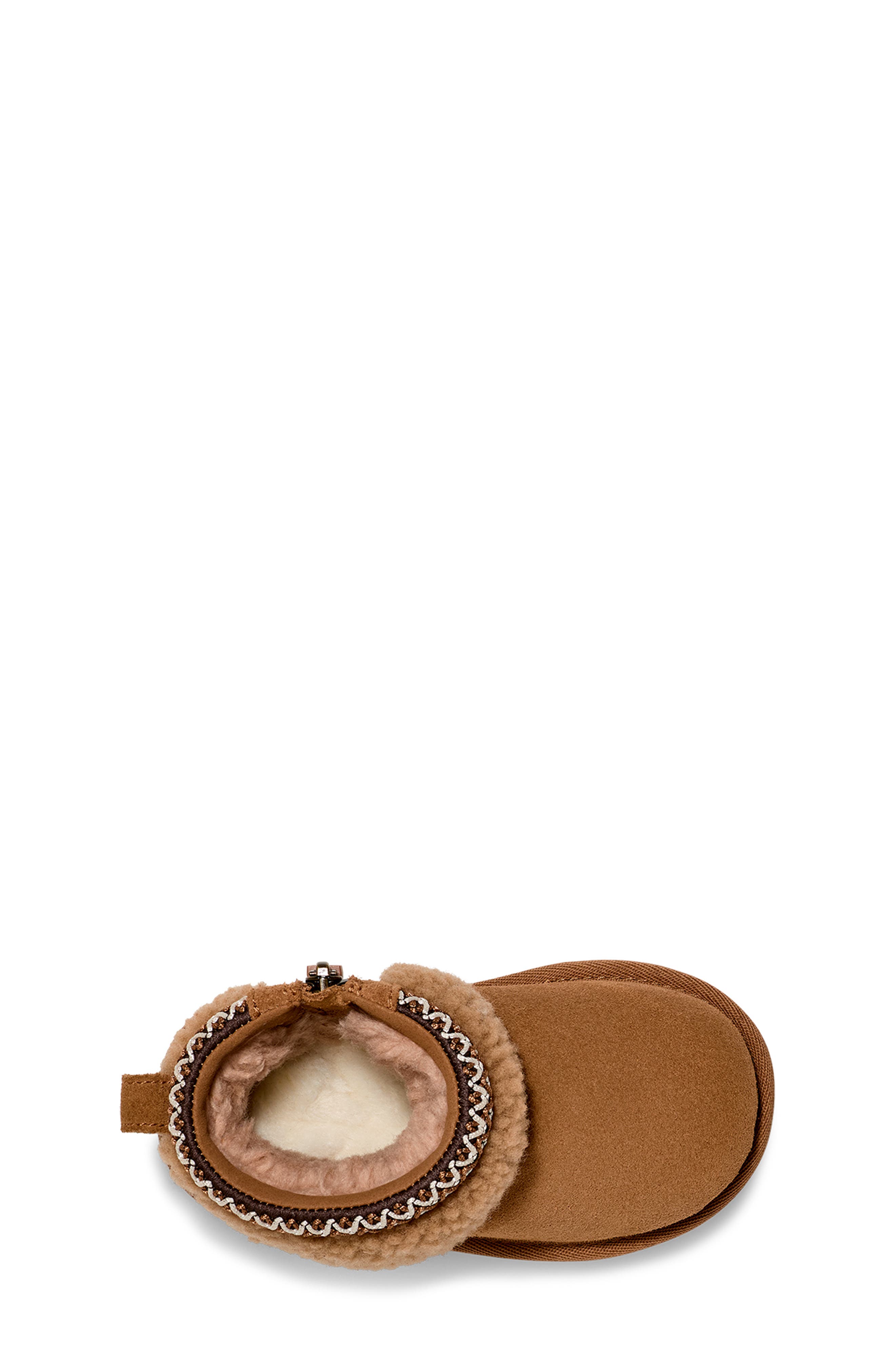 UGG<sup>®</sup> Kids' Classic Ultra Mini Curly Shearling Boot, Alternate, color, Chestnut