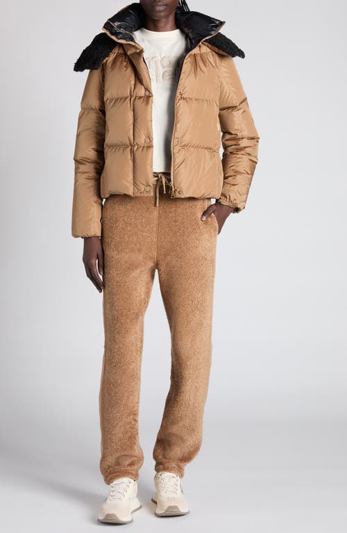Moncler Castelnou Square-quilted Hooded Short Down Jacket Clothing In Brown
