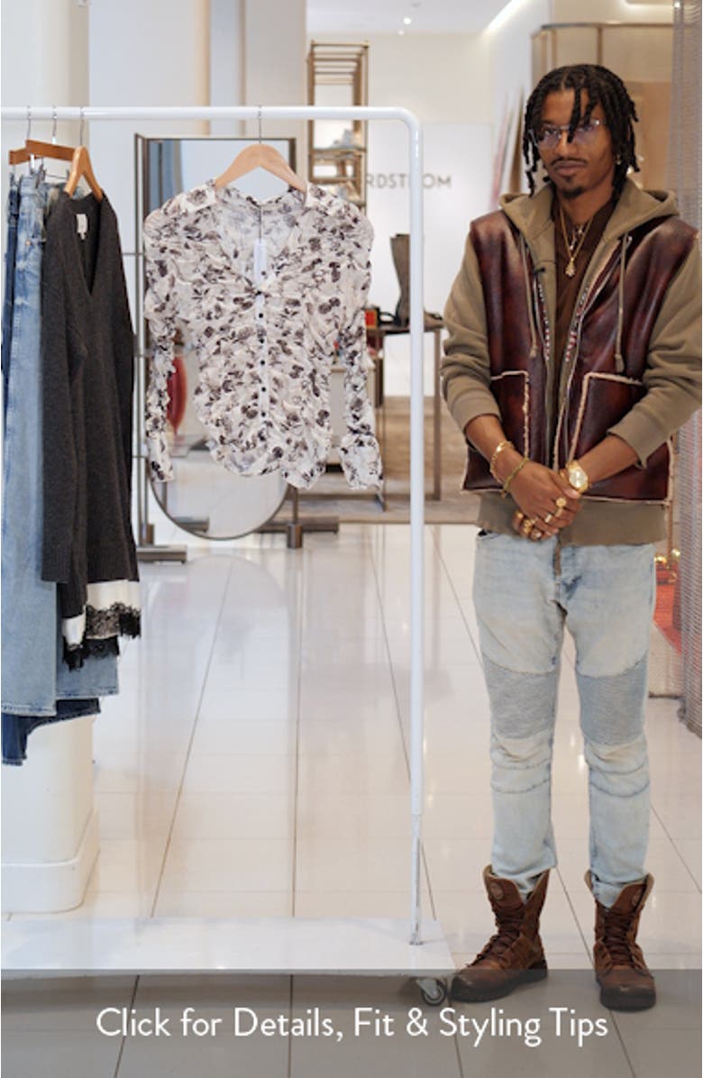 Portia Floral Center Ruched Button-Up Shirt, sales video thumbnail