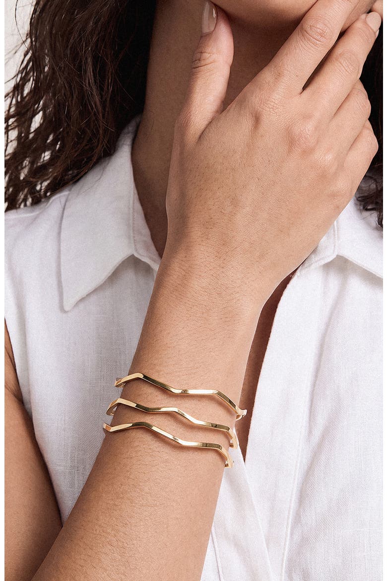 Wavy Days Set of 3 Bangles, Alternate, color, GOLD
