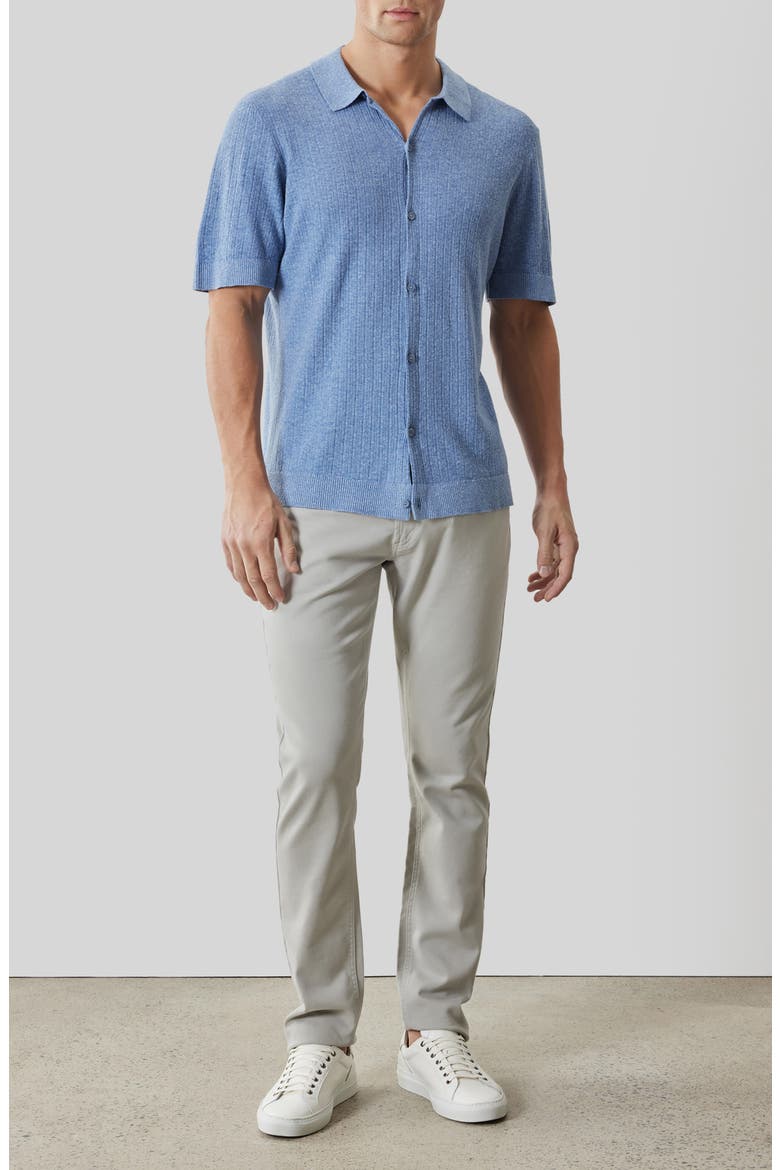 Kestrel Short Sleeve Linen & Cotton Cardigan, Alternate, color, WASHED BLUE