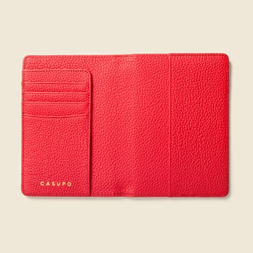Casupo Leather Passport Wallet With Rfid Protection In Red