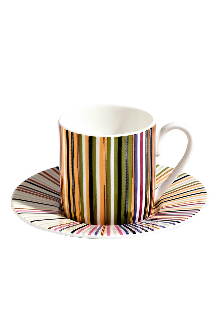 Coffee Cup & Saucer STRIPES Set of 2 in Luxury Box Jenkins 156 diam. 2.3", H 2.5", Cap. 4 oz, Saucer diam. 4.75", Alternate, color, Multicolor