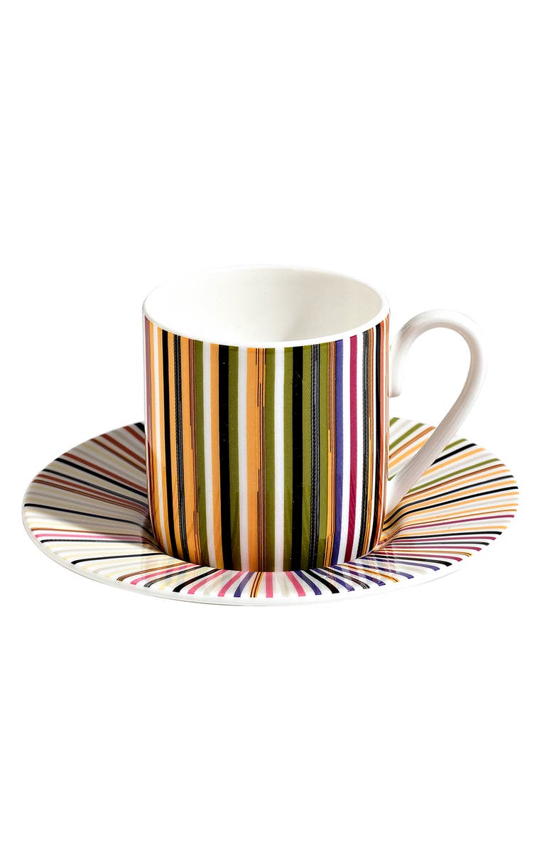 Missoni Home Tableware Coffee Cup & Saucer STRIPES Set of 2 in Luxury Box Jenkins 156 diam. 2.3", H 2.5", Cap. 4 oz, Saucer diam. 4.75", Alternate, color, Multicolor