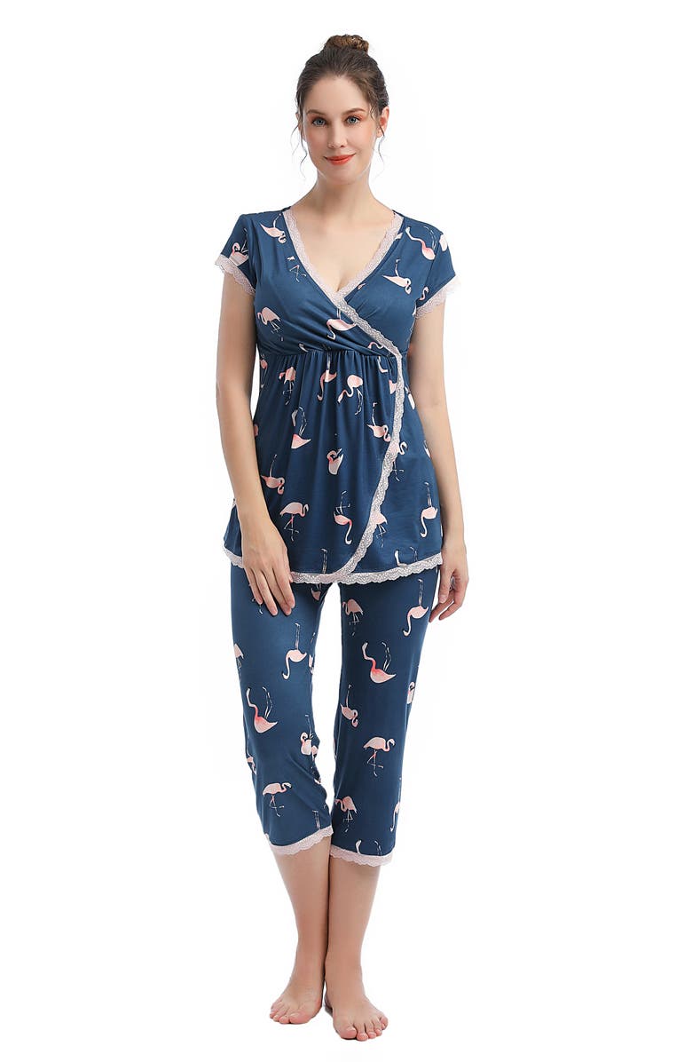 Kimi and Kai Kimi & Kai Addison Nursing/Maternity Pajamas, Alternate, color, Denim Blue