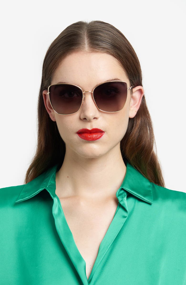 Carolina Herrera 59mm Gradient Butterfly Sunglasses, Alternate, color, Rose Gold