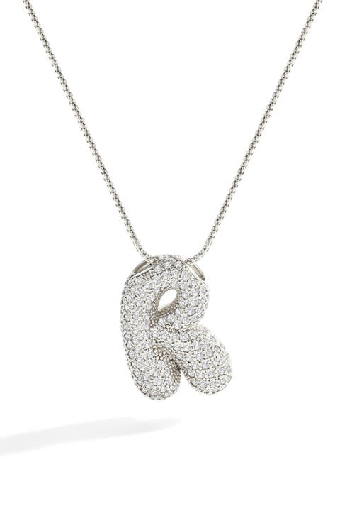 Pave Bubble Initial Necklace